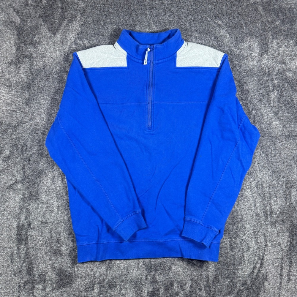 Vineyard Vines Mens Medium Blue Grey Colorblock Quarter Zip Cotton Pullover